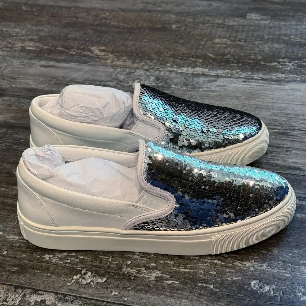 Tory Burch Carter Slip-On Shoes Womens 6.5 Sequin Leather‎ Casual Sneakers NIB